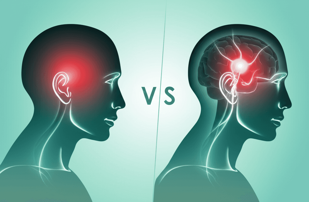 A person holding their temple, looking pained, indicating a headache, possibly with one eye closed due to sensitivity