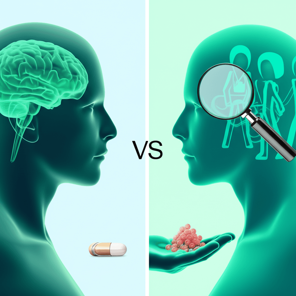 A variety of supplement bottles and fresh fruits, representing nutrition