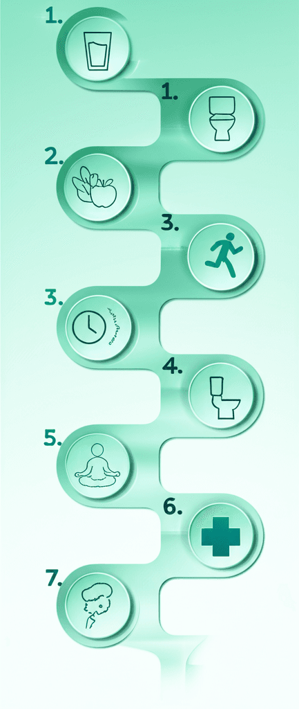 A person doing light exercise and drinking water, emphasizing a healthy lifestyle for digestion