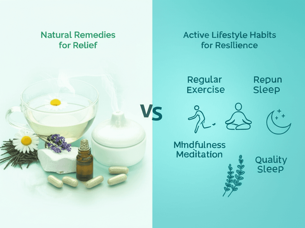 A person practicing mindfulness meditation in a peaceful outdoor setting, surrounded by nature.