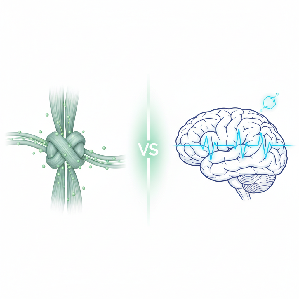 Various types of sleep supplements like magnesium, melatonin, and calming teas on a bedside table