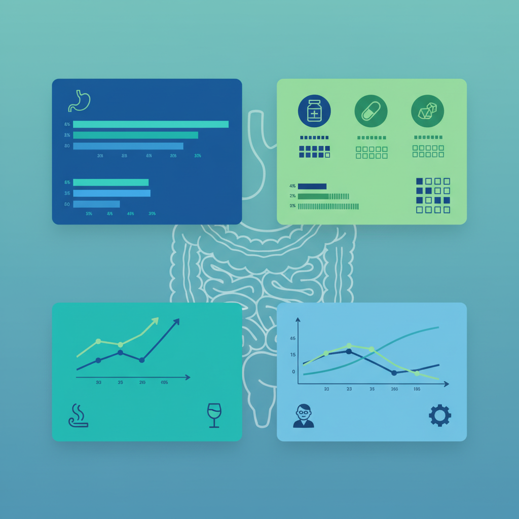 A variety of fresh, digestive-friendly foods like ginger, papaya, and lean protein