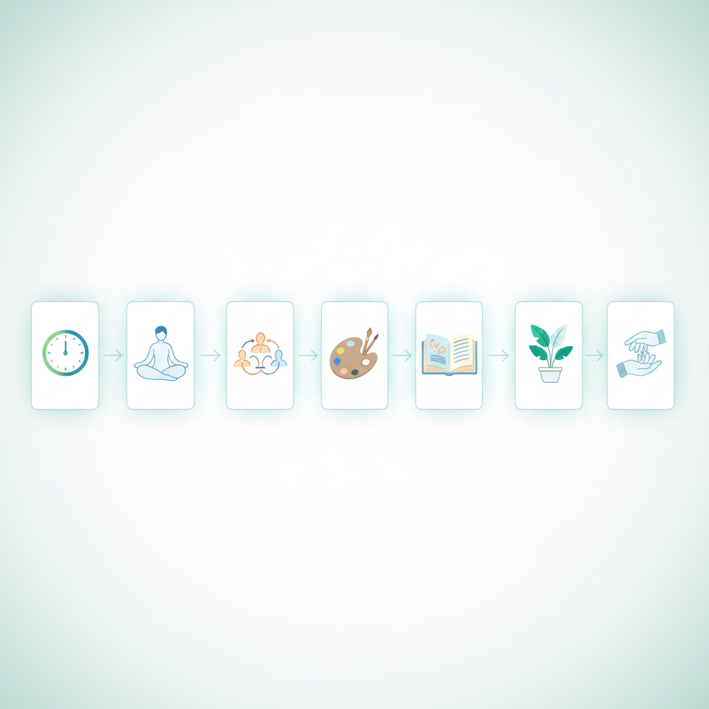 A woman sitting peacefully on a yoga mat, performing a mindfulness meditation with eyes closed, embodying calm and self-reflection.