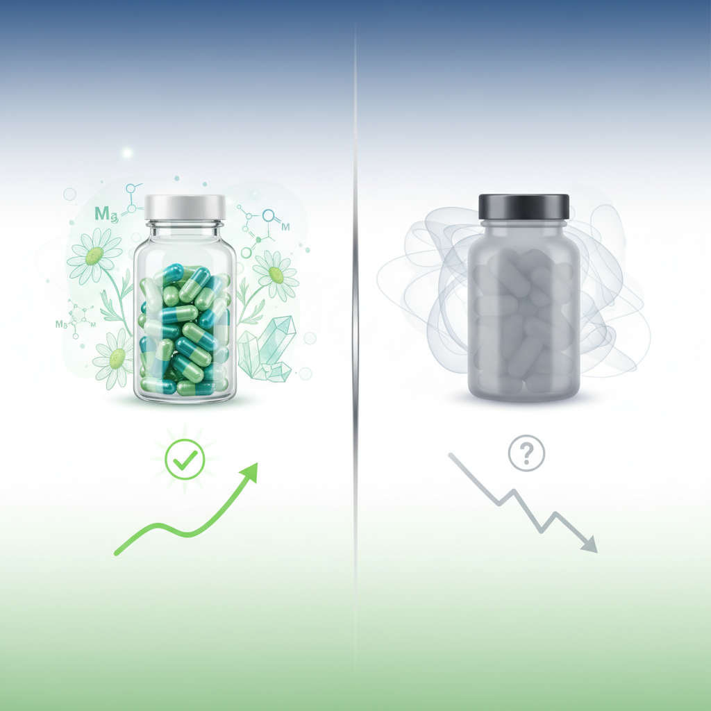 various sleep supplements on a bedside table