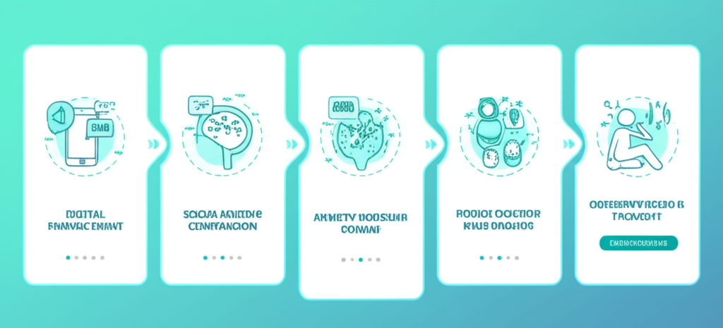 A brain icon overwhelmed with various digital symbols like Wi-Fi, social media logos, and notifications, illustrating digital overload.