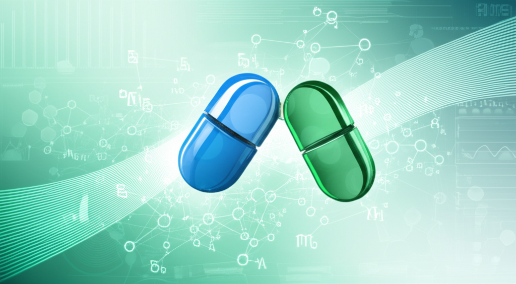 a digital representation of drug molecules interacting within the body