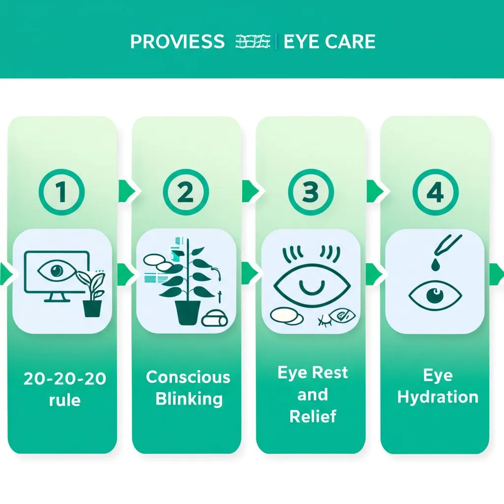 A close-up of a person's eye experiencing redness and irritation, with digital screens blurred in the background.