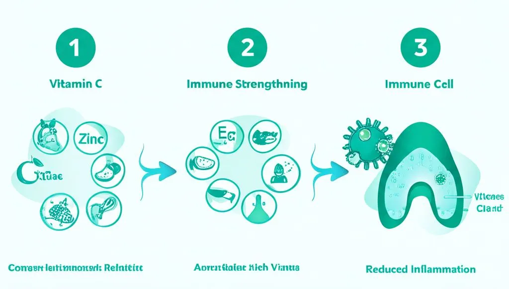 An infographic-style image showing various comforting remedies for a sore throat, such as a cup of tea, a honey jar, and a warm scarf, with question marks indicating common queries.
