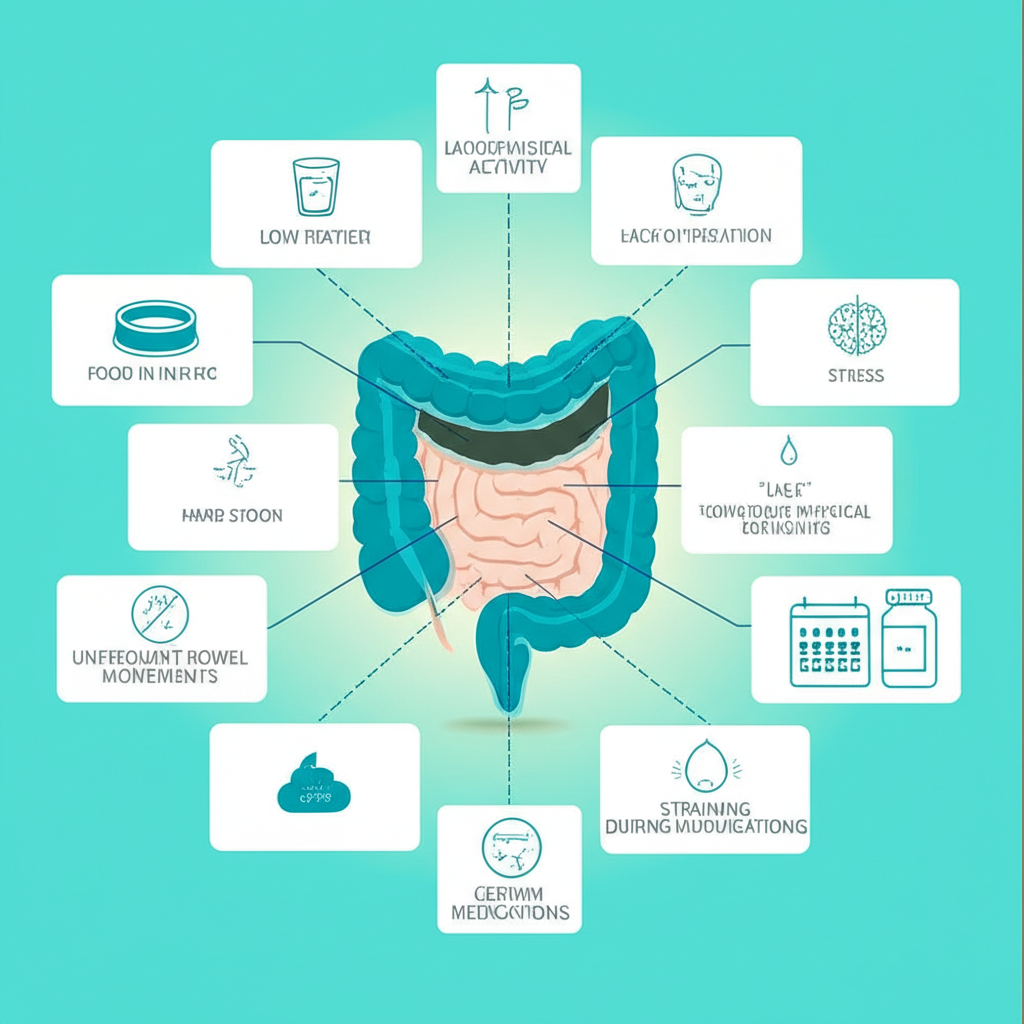 A person holding their stomach in discomfort, surrounded by question marks, illustrating the mystery of constipation
