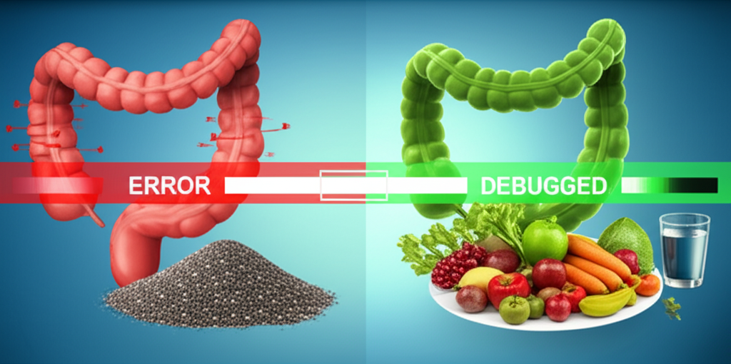 Various supplement bottles, some with labels like "Magnesium" or "Probiotics", next to a glass of water, illustrating responsible supplement use