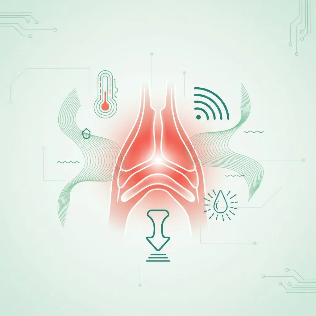 Person holding their throat in discomfort, indicating a sore throat