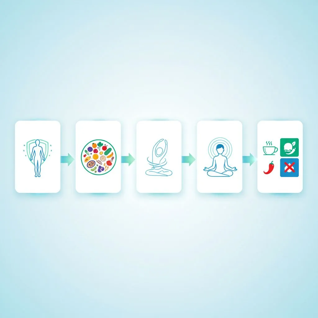 A person gargling with warm water in a bathroom, demonstrating a common sore throat remedy