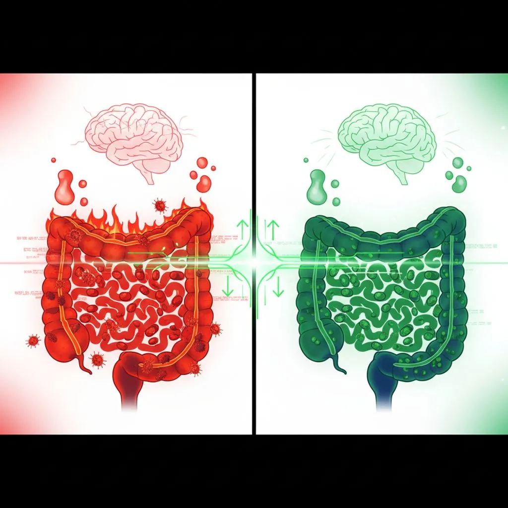 Assortment of gas-relieving foods like ginger, peppermint, and fennel on a wooden table