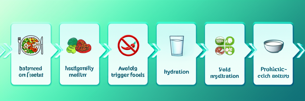 A variety of fresh, easily digestible foods like ginger, papaya, and lean protein on a table