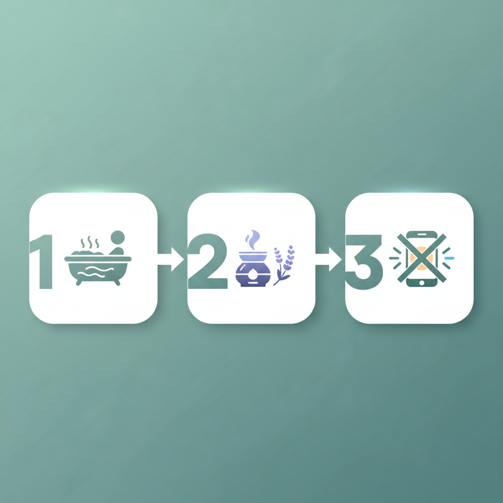 A person meditating or doing light stretches before bed, illustrating a bedtime routine