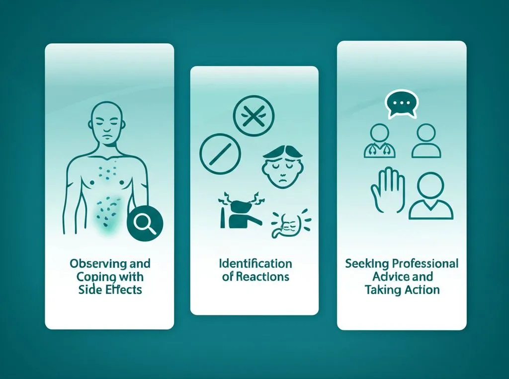 A person carefully reading a medication label and instructions, with a glass of water nearby