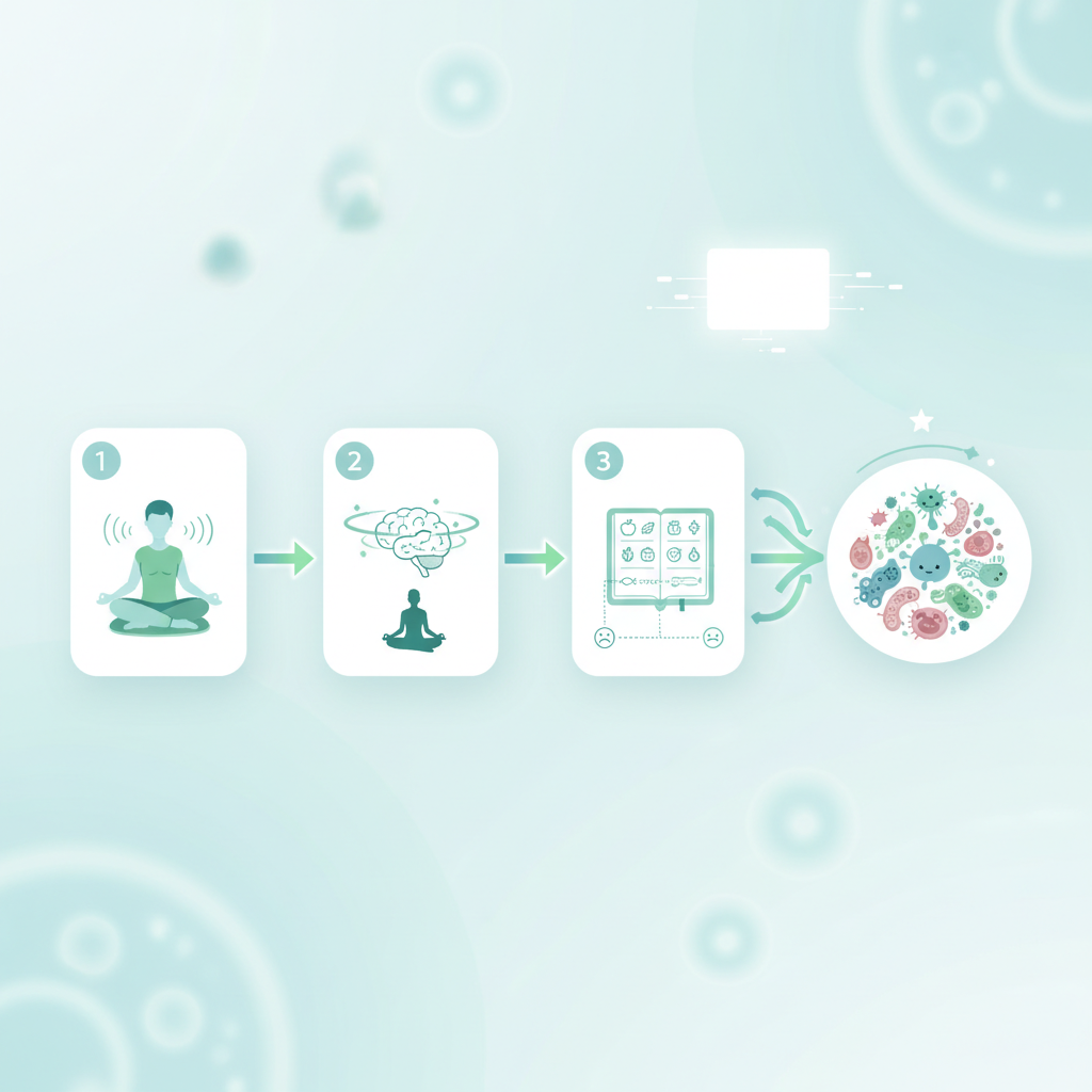 A person practicing gentle yoga poses in a calm, sunlit room, emphasizing stress relief and physical activity.