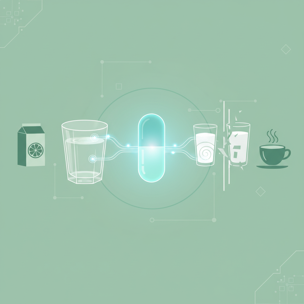 A glass of water next to various medication blister packs, emphasizing the importance of taking pills with plain water.