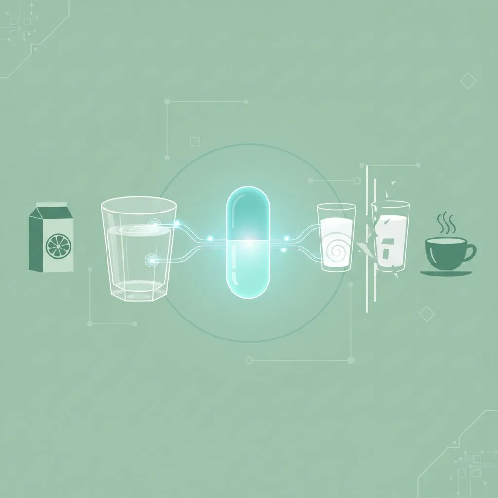 A glass of water next to various medication blister packs, emphasizing the importance of taking pills with plain water.
