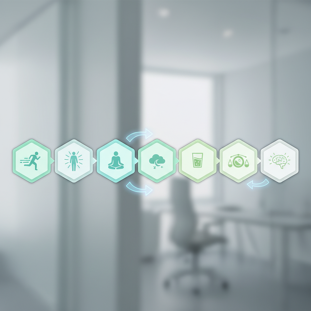 A person meditating in a peaceful natural setting, symbolizing mindfulness and stress relief.