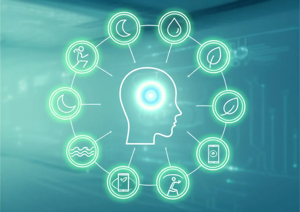 Various supplement bottles (magnesium, riboflavin, CoQ10) arranged neatly, implying health support