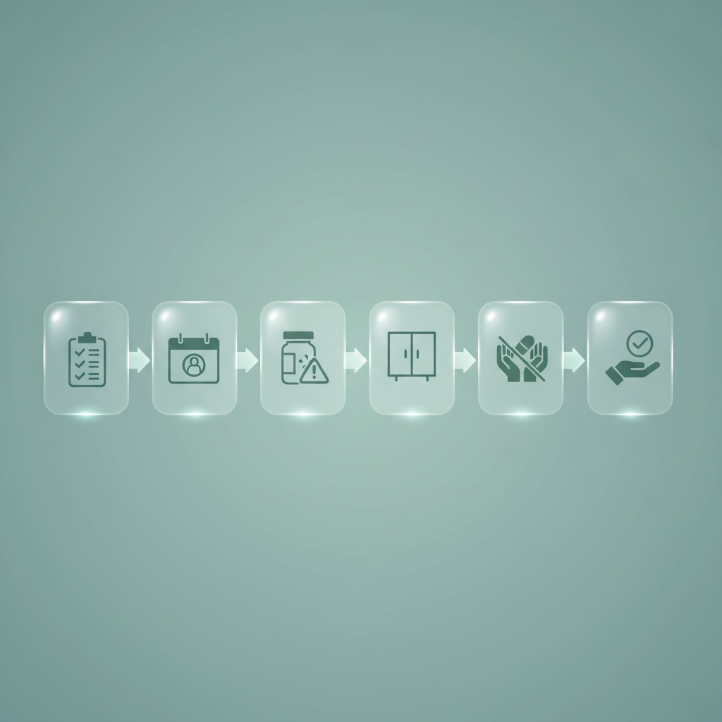 A calendar with various medicine icons marking specific times, representing a strict medication schedule and organization