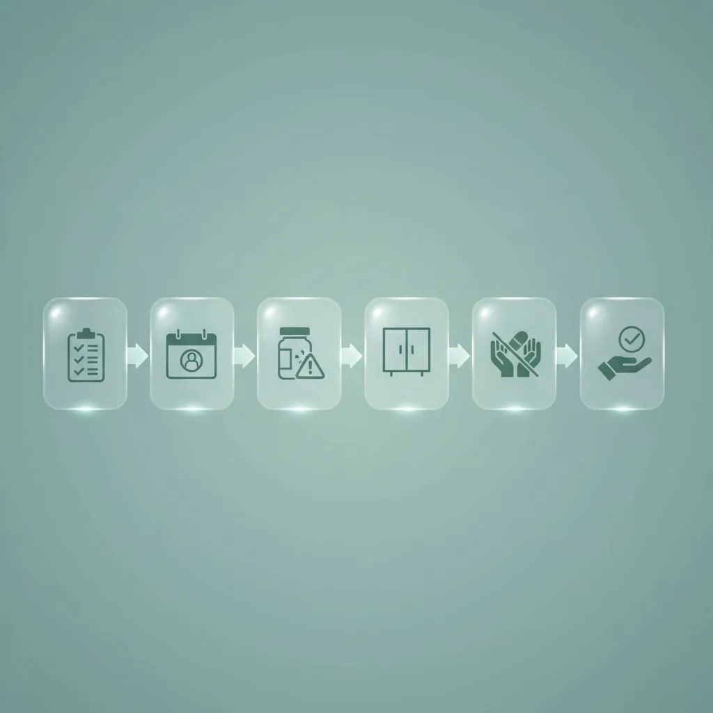 A calendar with various medicine icons marking specific times, representing a strict medication schedule and organization