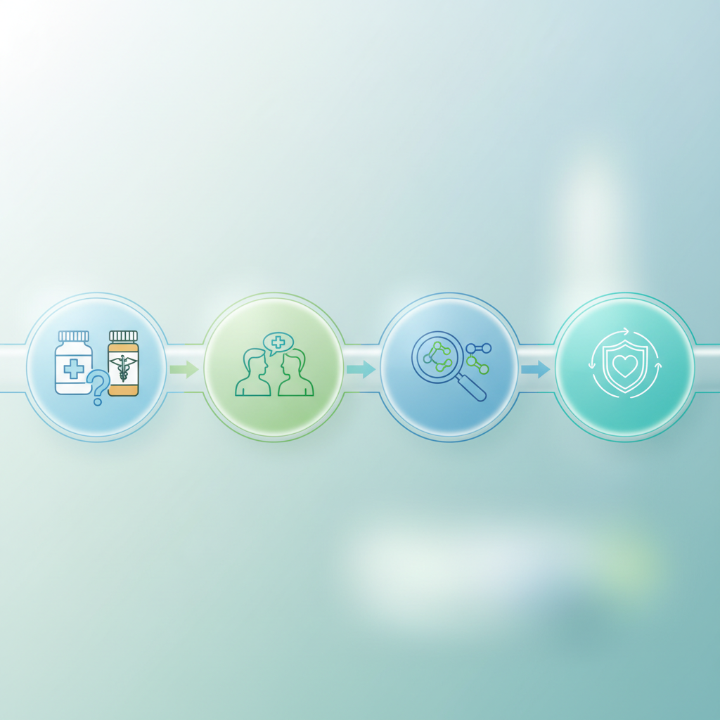 Two different types of medicine bottles, one labeled 'Prescription' and the other 'OTC,' side by side with a warning sign, symbolizing caution when mixing