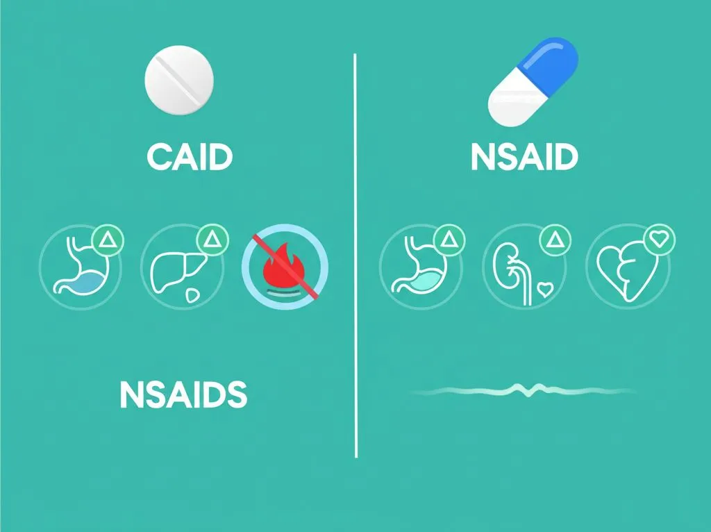 A flowchart showing decision points for choosing the right painkiller based on symptoms and health conditions