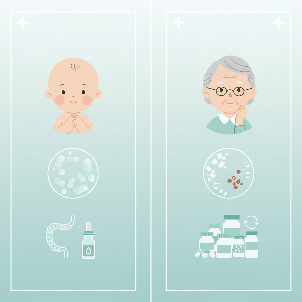 A diverse group of people, including an elderly person, a pregnant woman, and someone who looks unwell, highlighting various individuals who need to be cautious about probiotic intake.