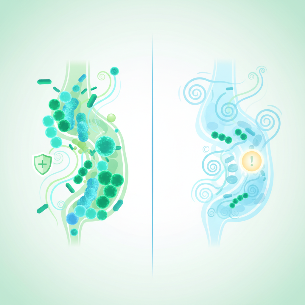 A person carefully reading the label of a probiotic supplement, emphasizing mindful consumption and product checking.