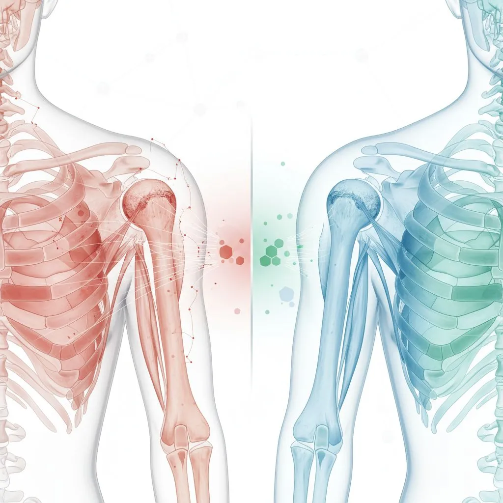 A doctor examining a patient's shoulder in a clinic, emphasizing professional medical consultation.