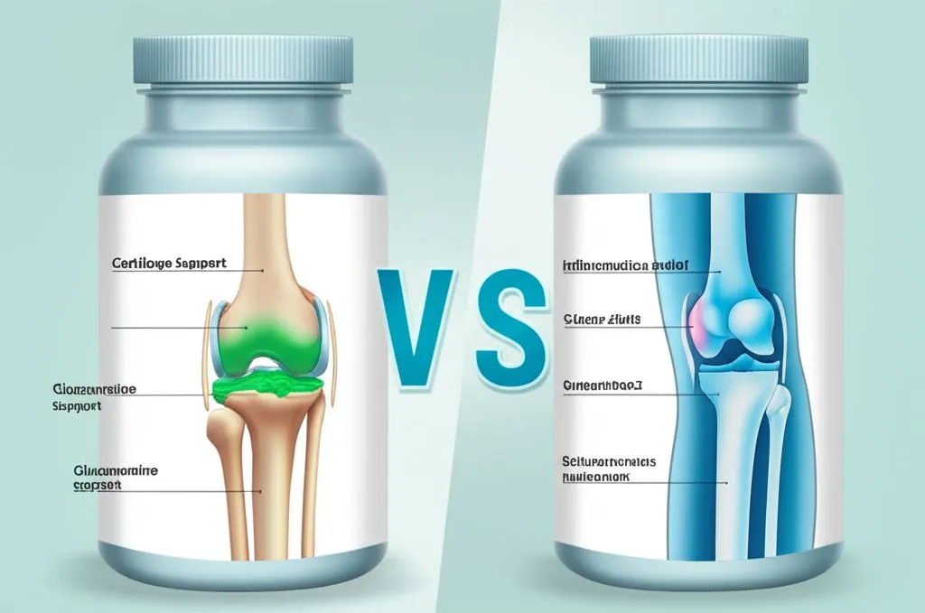 Assortment of joint health supplements on a clean background