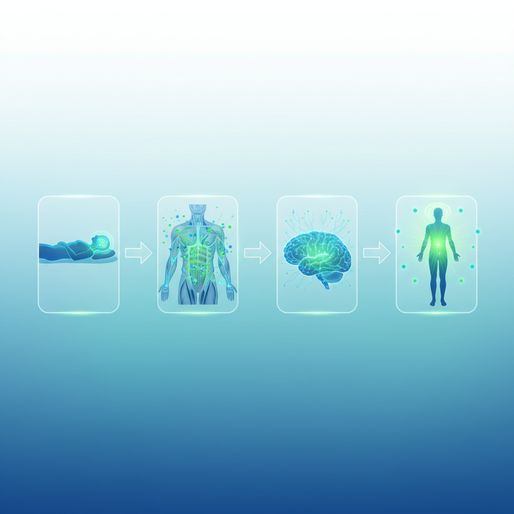 serene woman sleeping peacefully in a comfortable bed, warm lighting, cozy atmosphere