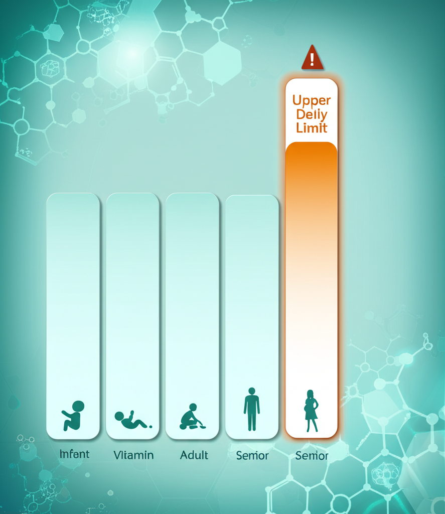 Infographic showing recommended daily Vitamin D intake by age